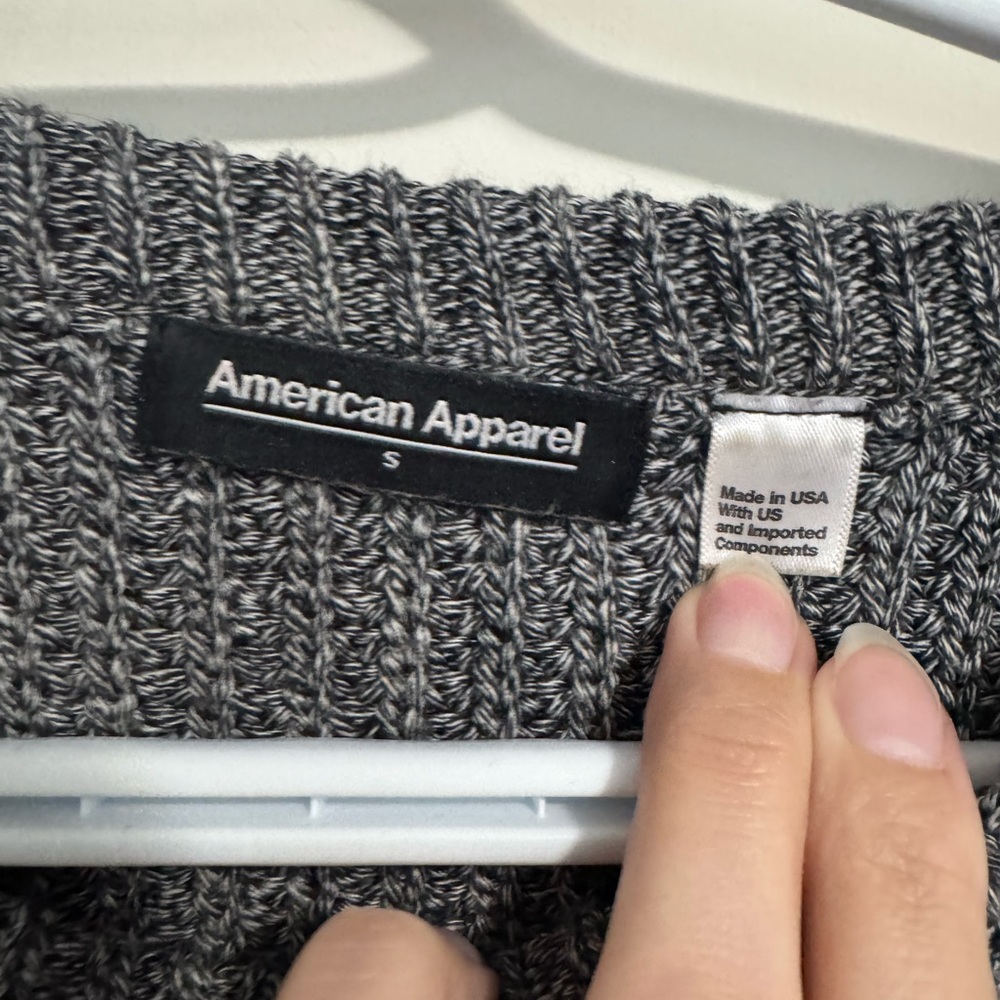 American Apparel Salt n Pepper Cropped Fisherman Sweater